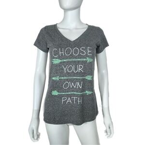 Empyre Womens Fitted Heather Gray V-Neck “Choose Your Own Path” Short Sleeve Tee